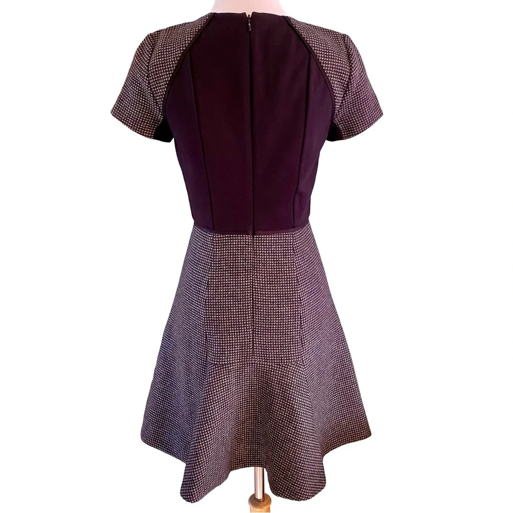 J.Crew Checkered Flutter Dress 00 Wool Tweed Heritage Checks Black Gray Workwear